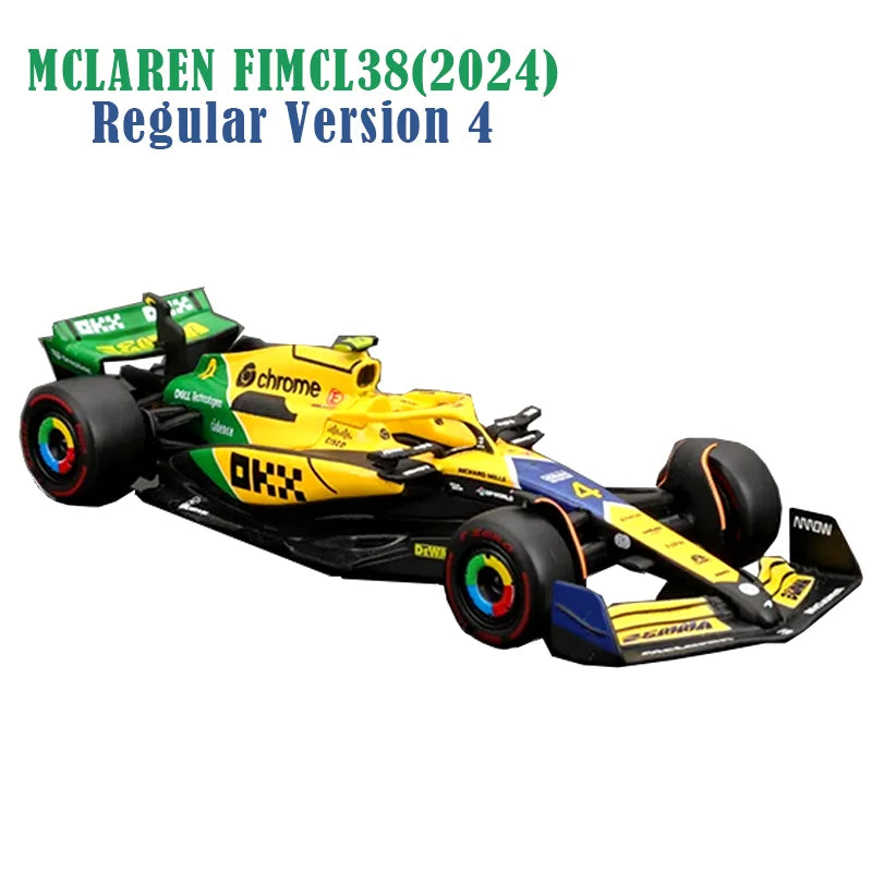 Bburago 1: 43 McLaren 2024 MCL38 Miami GP Fórmula de brinquedo modelo de carro de liga de corrida