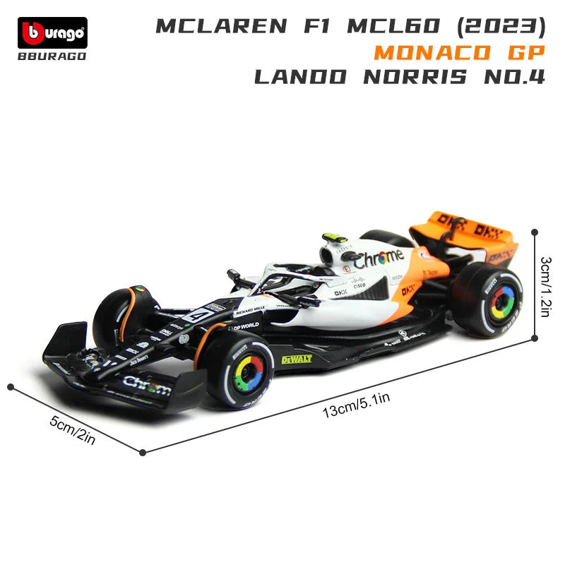 Bburago 1: 43 McLaren 2024 MCL38 Miami GP Fórmula de brinquedo modelo de carro de liga de corrida